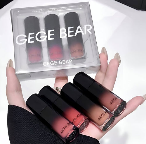 3Pcs Gege bear velvet mist lip and cheek set