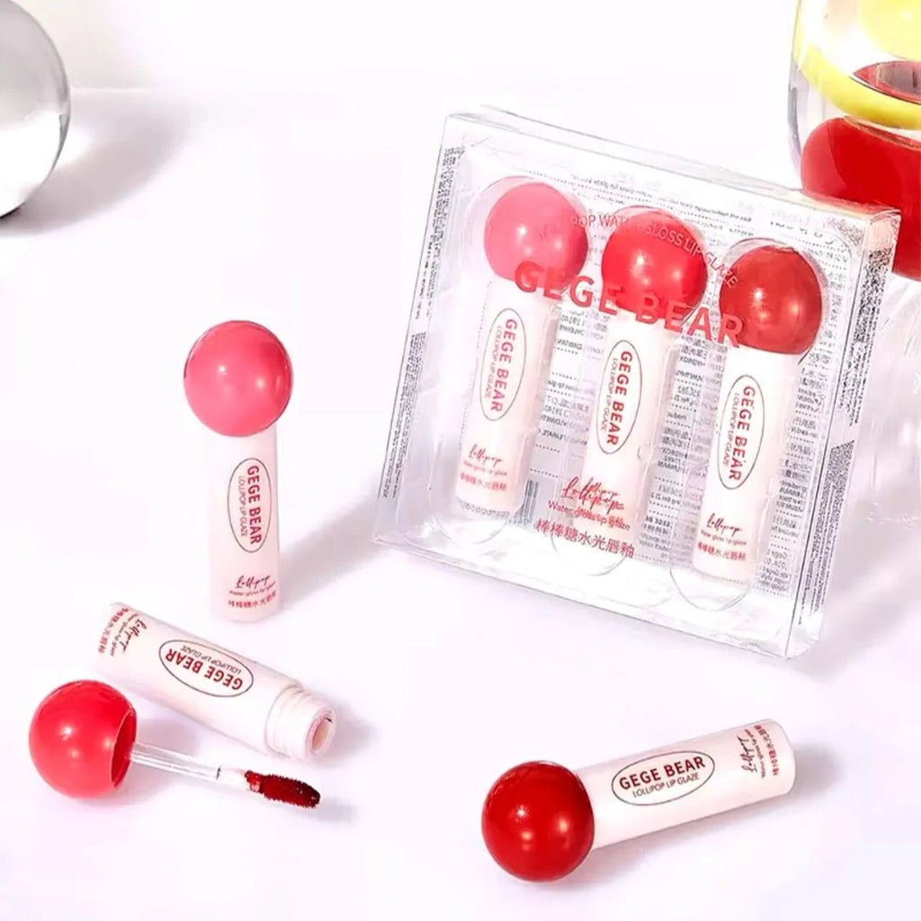 3pcs Gege Bear Glossy Lip Glaze Set
