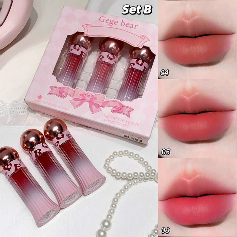 Gege Bear Lightweight Velvet Lip Mud Set