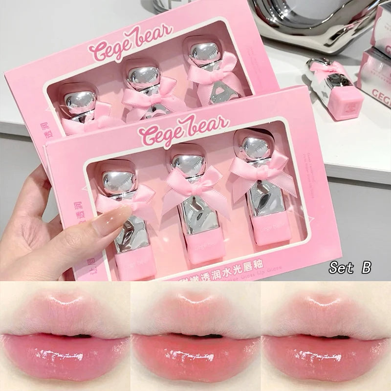 Gege Bear Mirror  Lip Gloss Set