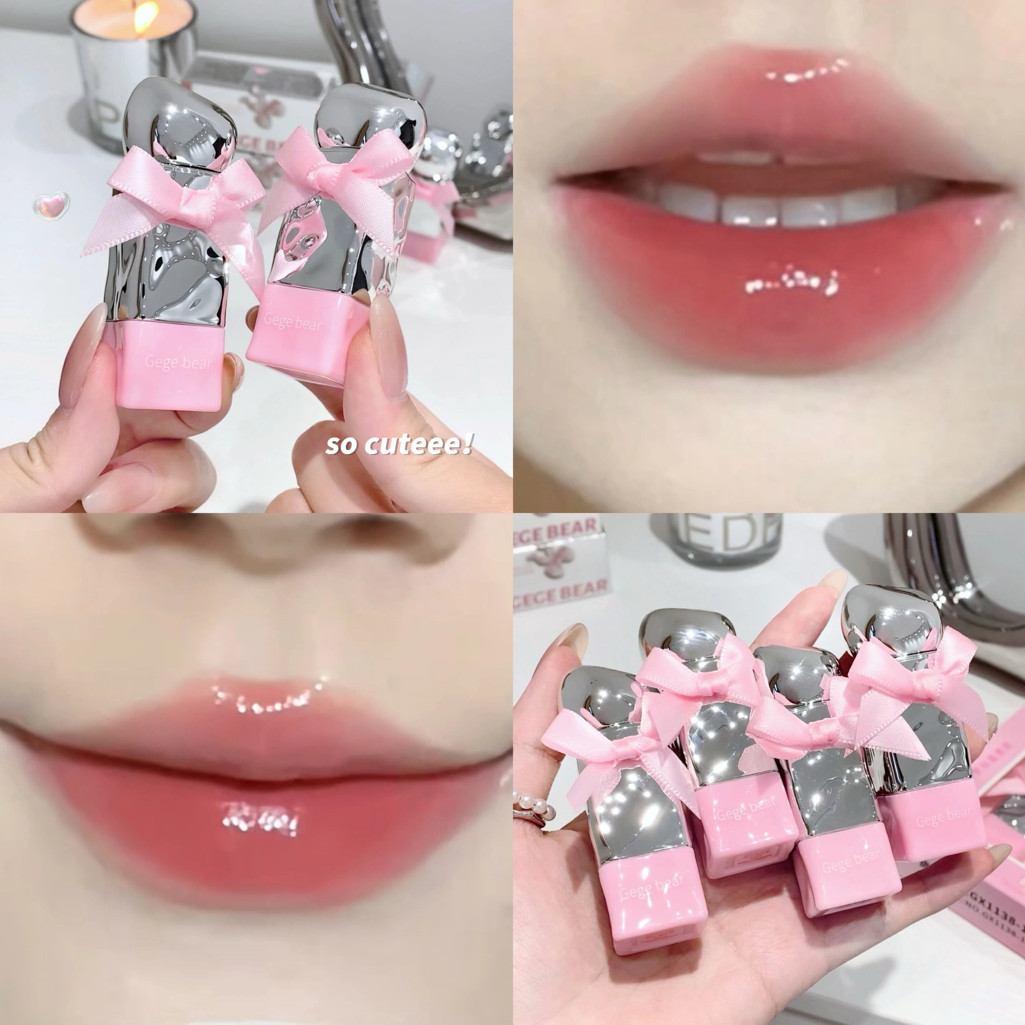 Gege Bear Mirror  Lip Gloss Set