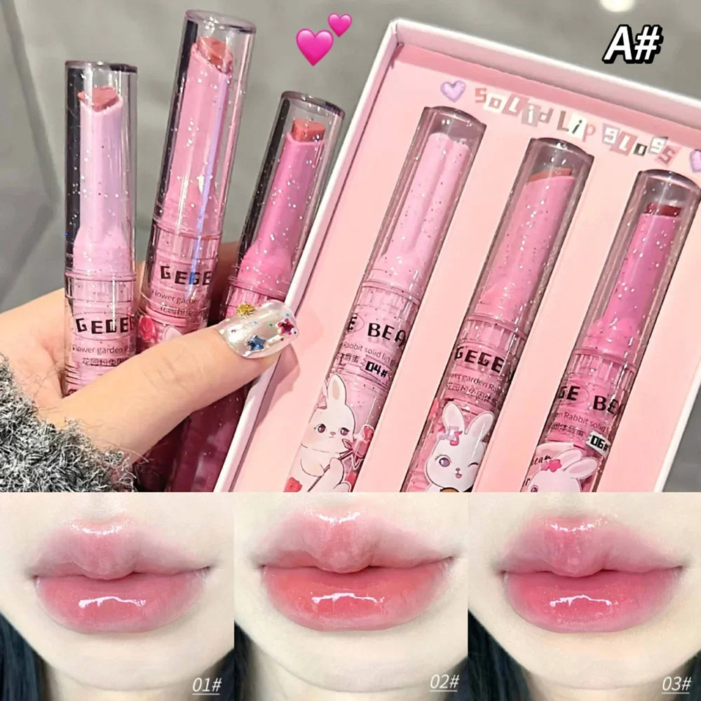 Gege Bear 3pcs Pinky Rabbit Lipgloss Set