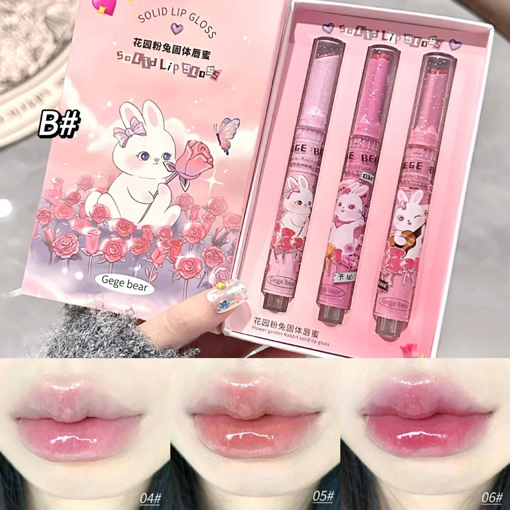 Gege Bear 3pcs Pinky Rabbit Lipgloss Set