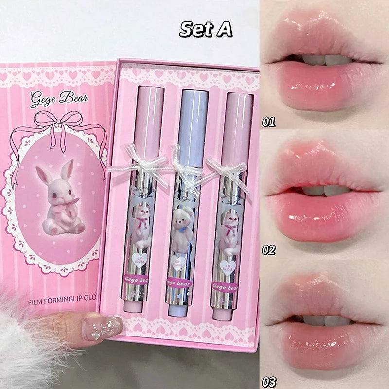 Gege Bear 3Pcs Moisturizing Lip Gloss Set