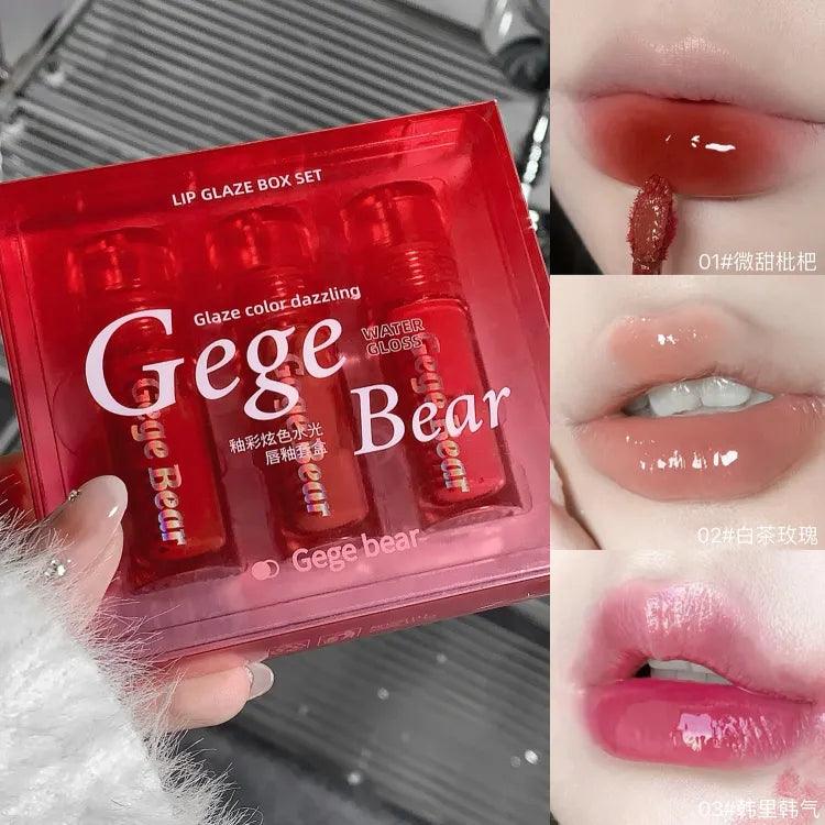 3pcs Gege Bear Water Lip Gloss Set